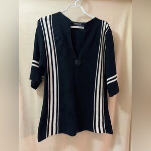 ⚫️ BOHO Putorti black and white stripe short sleeve sweater size small